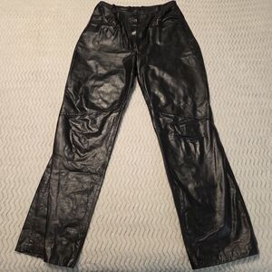 VTG 70's Montgomery Ward black Leather Mom pants high rise Biker Disco 13/14